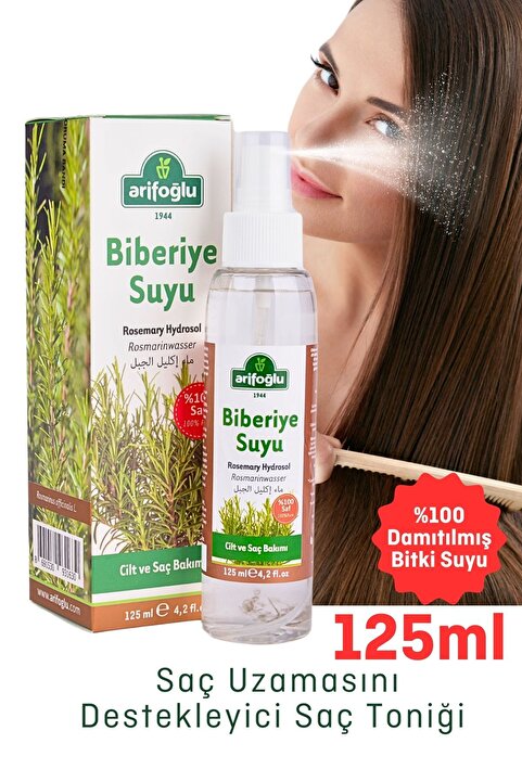 Arifoğlu Biberiye Suyu 125ml % 100 Saf Saç Güçlendirici Biberiye Hidrosölü Ve Saç Toniği