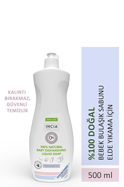 INCIA %100 Doğal Bebek Bulaşık Sabunu Bitkisel Emzik Biberon Temizleyici Vegan 500 ml