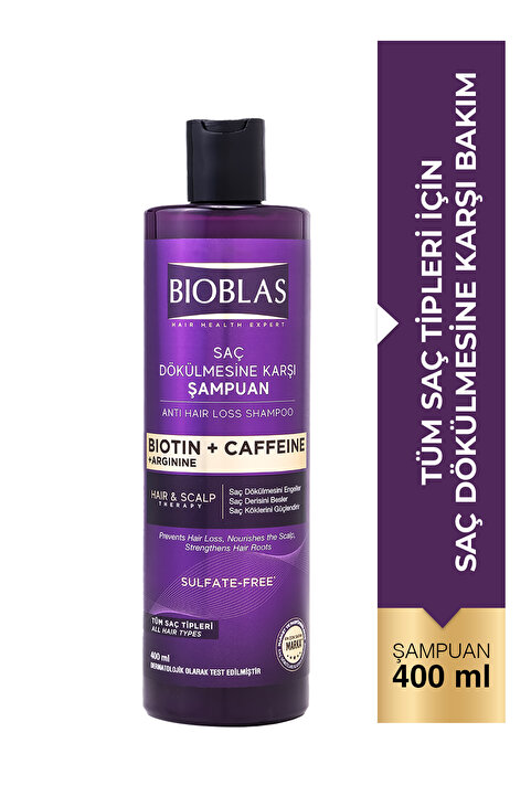 Bioblas Kafein Arjinin Biotin Saç Dökülmesi Karşıtı Şampuan 400 Ml Besleyici, Güçlendirici, Dökülme Karşıtı