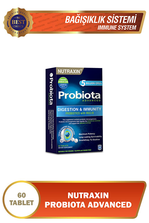 Nutraxin Probiota Advanced 60 Tablet | İnulin Prebiyotik Destekli | Sindirim & Bağışıklık