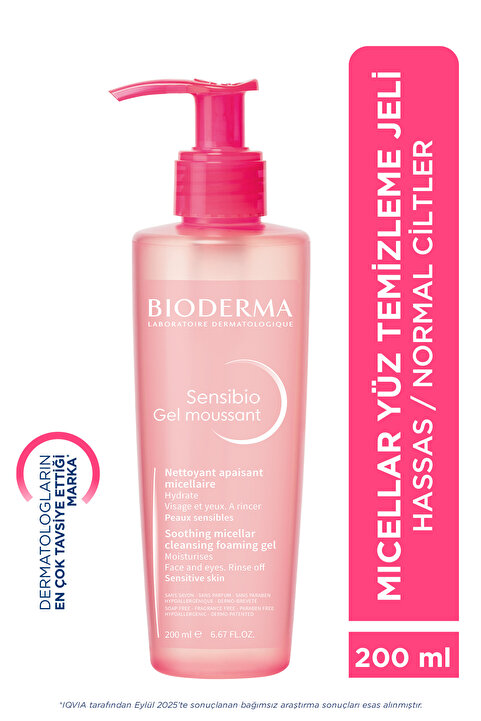 Bioderma Sensibio Foaming Gel Hassas ve Normal Ciltler için Durulanan Micellar Yüz Temizleme Jeli 200 ml