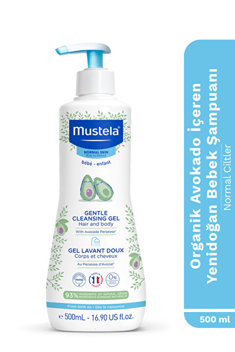 Mustela Organik Avokado İçeren  Yenidoğan Bebek  Göz Yakmayan Şampuanı Saç, Vücut 500 ml