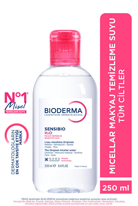 Bioderma Sensibio H2O Hassas ve Normal Ciltler için Micellar Arındırıcı Makyaj Temizleme Suyu 250 ml