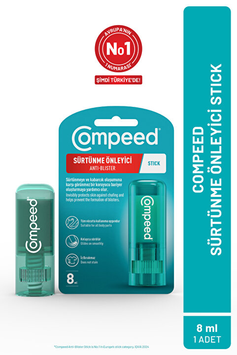 Compeed Sürtünme ve Kabarcık Önleyici Ayak ve Vücut için Stick 8 ml -Su Toplaması Karşıtı Koruyucu Bakım
