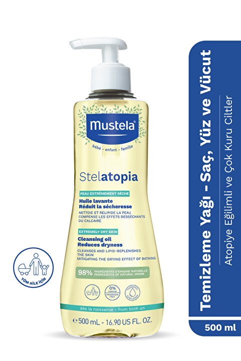Mustela %98 Doğal İçerikli Stelatopia Çok Kuru ve Atopik Ciltler Nemlendirici Temizleme Duş Yağı 500ml