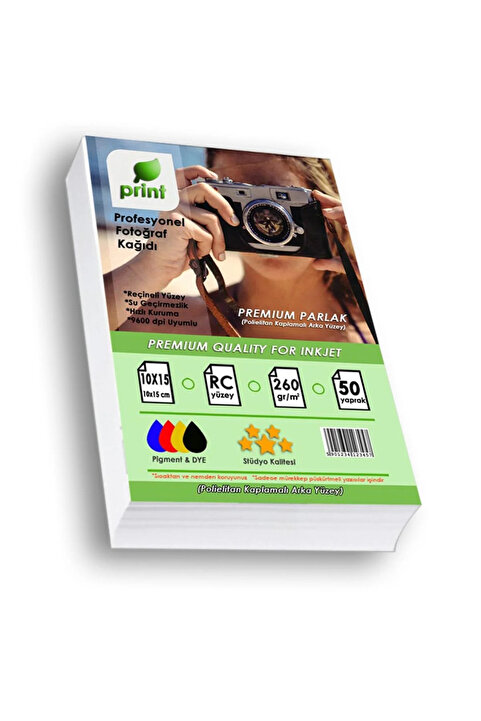 PRİNT Epson Uyumlu L3251 Fotoğraf Kağıdı Premium Parlak 260 Gr 10x15 50 Yaprak