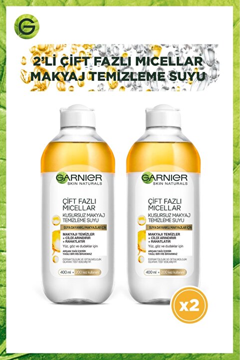 Garnier Çift Fazlı Micellar Makyaj Temizleme Suyu 400ml 2li