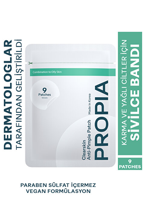 Propia Clearskin Anti-pimple/Acne Patch | Salisilik Asit ve Niasinamid | Şeffaf Sivilce/Akne Bandı 9 Parça