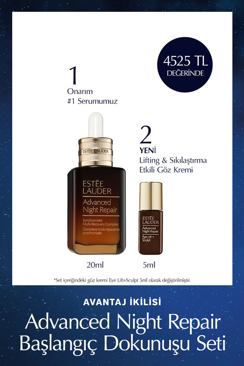 Estee Lauder Avantaj İkilisi Advanced Night Repair Başlangıç Seti - Onarıcı Serum 20ml + Eye Lift+Sculpt 5ml