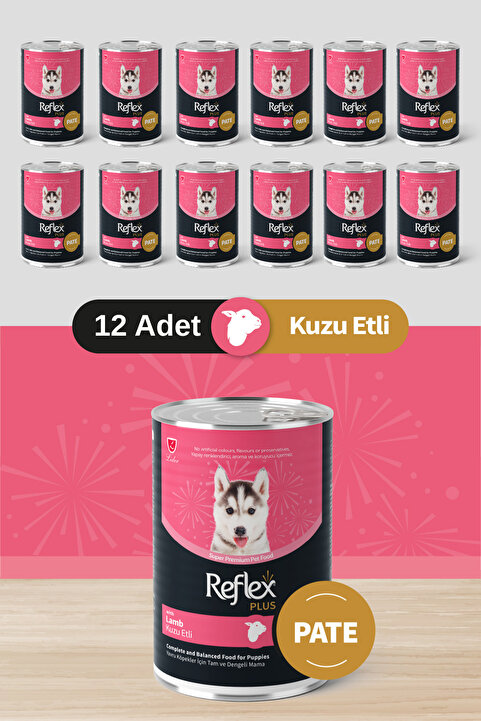 Reflex Plus Kıyılmış Kuzu Etli Yavru Köpek Maması 395g x 12 Adet