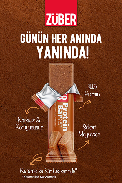 Züber Protein Bar Sütlü ve Hurmalı (Karamelize Süt Lezzetinde) 35g x 12 Adet