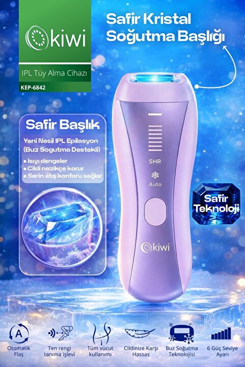 Kiwi Ipl Lazer Epilasyon Aleti Sapphire Buz Başlık Seri Atış ve Cilt Tanıma KEP-6842