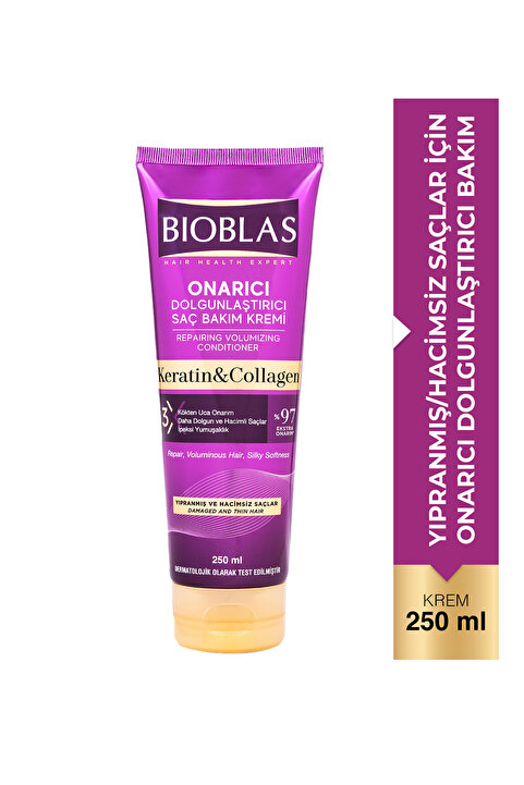 Bioblas Keratin & Kolajen Onarıcı Dolgunlaştırıcı Saç Bakım Kremi 250 Ml İnce ve Yıpranmış Saçlar