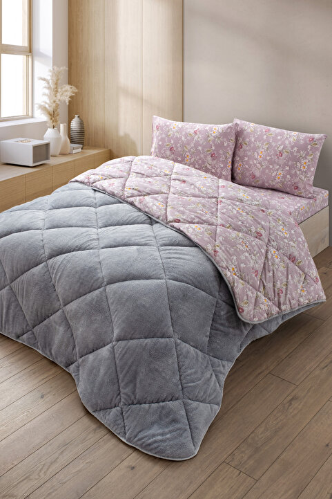 Formeya Nordelle Battal Boy Lüx Wellsoft Yorgan Çift Taraflı - 2 Adet Yastık Kılıflı Yorgan Seti 215x235 cm
