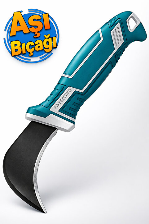 Badem10 Profesyonel Aşı Bıçağı (180 mm) Çelik Eğri Uçlu Bağ Aşı Çakısı Izole Saplı Bıçak