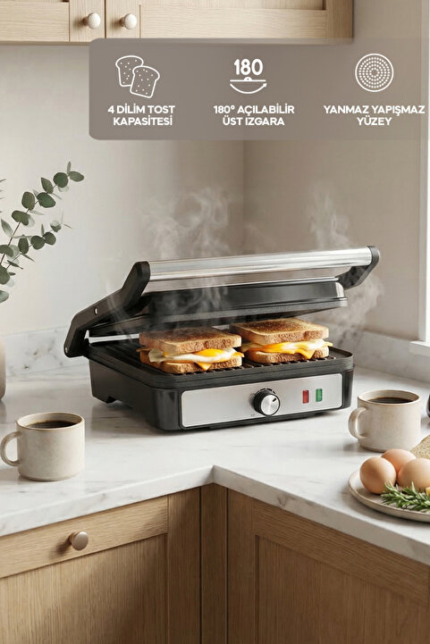 Sinbo SSM-2590 Izgara & Tost Makinesi –Çok Amaçlı Kullanım 2000W