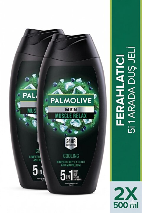 Palmolive Men 5in1 Cooling Feel Of Muscle Relax 500 ml Erkek Duş Jeli x2 Adet Vücut Şampuanı Banyo Jeli