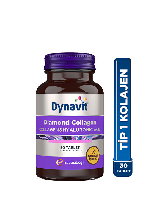 Dynavit Diamond Collagen&Hyaluronic Acid 30 Tablet - Hidrolize Peptit Tip 1 Balık Kolajeni - Saç&Cilt&Tırnak