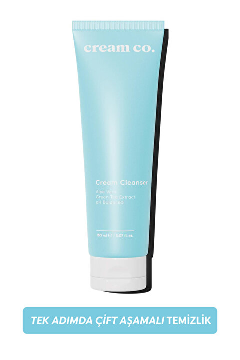 Cream Co. pH dengeli Krem Yüz Makyaj Temizleyici | Çift Aşamalı | Yeşil Çay Özü Aloe Vera | Tüm Cilt Tipleri
