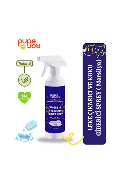 pupsjoy Evcil Hayvan Leke Çıkarıcı & Koku Giderici Sprey – Marsilya Sabunu Doğal Temizleyici 500 ml