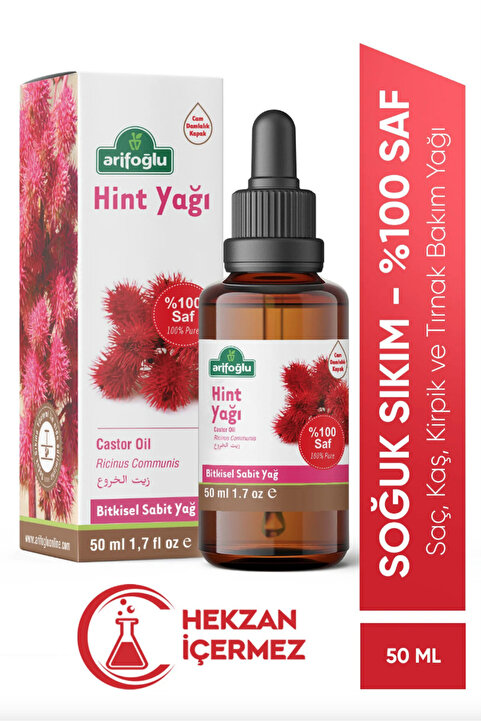 Arifoğlu Hint Yağı Soğuk Sıkım 50ml %100 Saf ve Doğal Castor Oil Ricinus communis L.