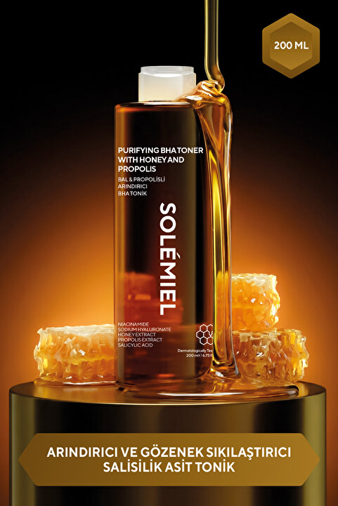 Solemiel Salisilik Asit İçeren Bal & Propolis Özlü Gözenek Görünümünü Azaltmaya Yardımcı BHA Tonik 200 ml