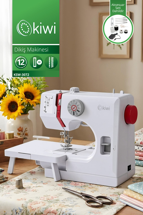 Kiwi KSW-3072 Dikiş Makinesi | 12 Desen & Çift İplik & Ayak Pedallı