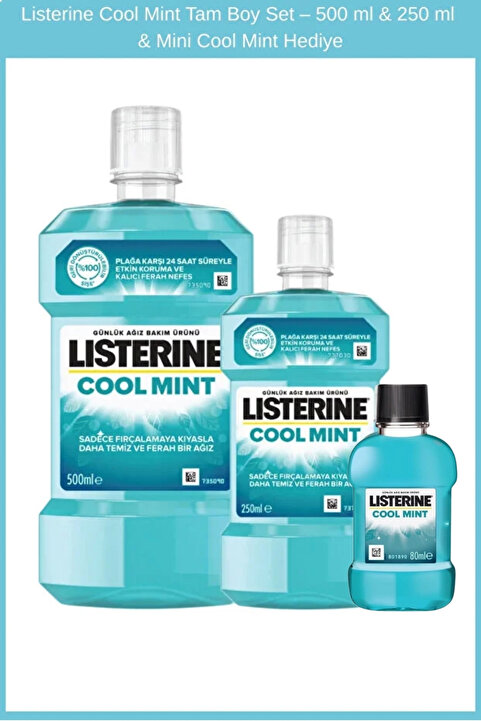 Listerine Cool Mint Ağız Bakım Suyu 500 ml + 250 ml Mini Cool Mint Hediye