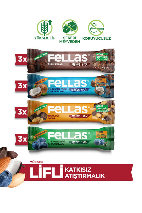 Fellas Meyve Bar Karma Kutu - 12 Adet (4 Çeşit)