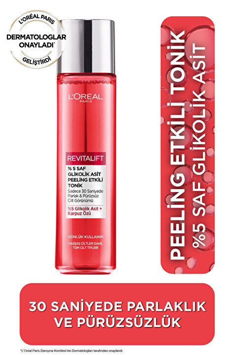 L'Oreal Paris Revitalift Parlak&pürüzsüz, Koyu Leke Karşıtı Peeling Etkili Tonik, %5 Saf Glikolik Asit