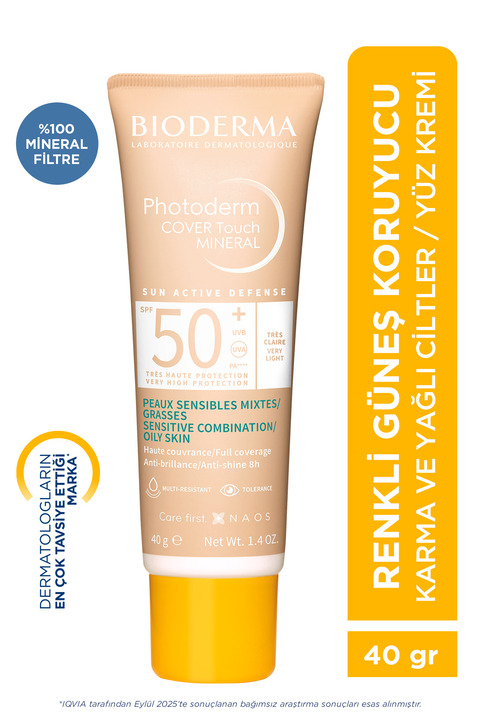 Bioderma Photoderm Cover Touch SPF50+ Karma ve Yağlı Ciltler Kapatıcı Etkili Güneş Kremi Very Light 40 ML