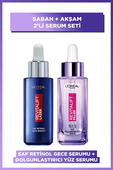L'Oreal Paris Revitalift Filler %1.5 Saf Hyaluronik Asit Kırışıklık Karşıtı Serum + Saf Retinol Gece Serumu
