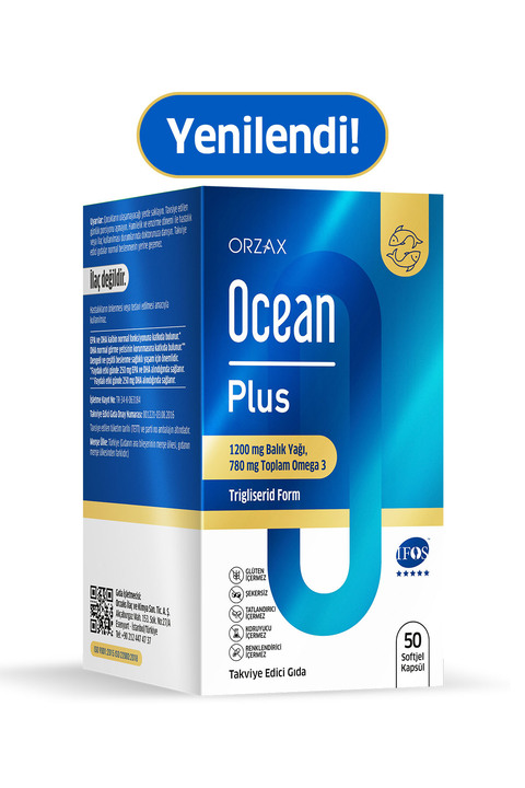 Ocean Plus Omega 3 Balık Yağı - EPA, DHA, OMEGA 3 - 1200 Mg - 50 Kapsül (Emilimi Yüksek Trigliserit Form)