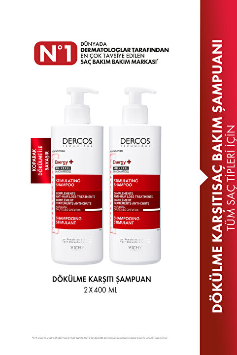 Vichy Dercos Energy+ Niasinamid İçeren Koparak Dökülme Karşıtı Şampuan 400 ml X 2 ADET