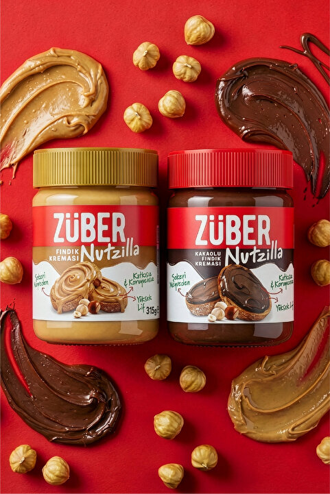 Züber İkili Nutzilla - Nutzilla Fındık Kreması 315g x1 (Yeni) + Nutzilla Kakaolu Fındık Kreması 315g x1