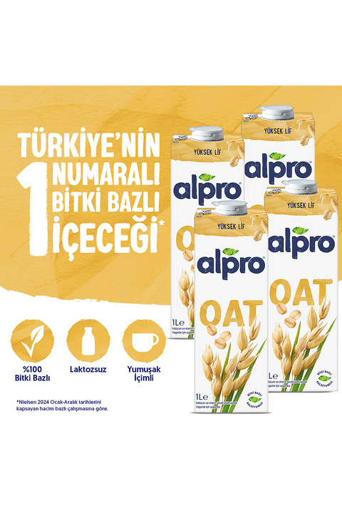 Alpro Yulaf Sütü 4x1 L Vegan Laktozsuz Bitkisel Bazlı