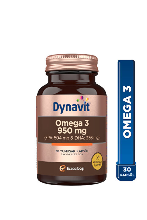 Dynavit Omega 3 950 mg 30 Yumuşak Kapsül - Yüksek EPA & DHA -1400mg Balık Yağı-Fish Oil Kalp Sağlığı