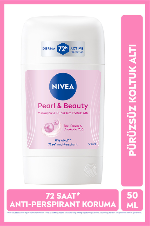 NIVEA Kadın Stick Deodorant Pearl&Beauty 50 ml,Terlemeye Karşı Koruma,Çiçeksi Koku,Alkol İçermez