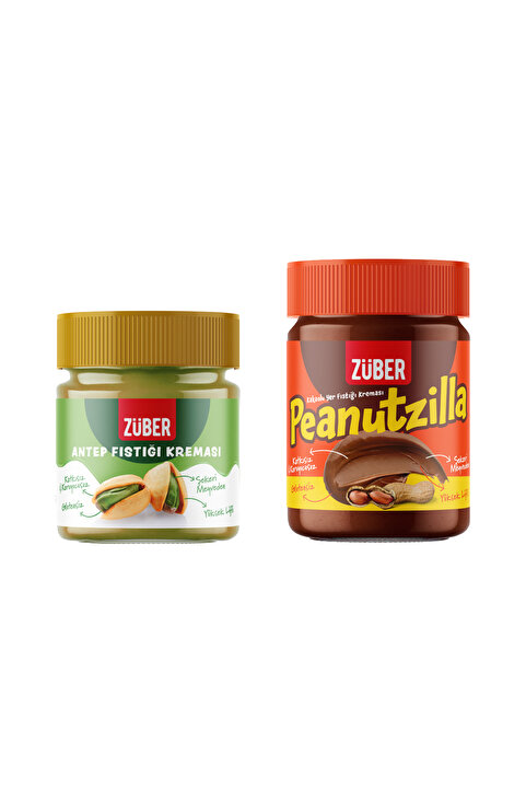 Züber Antep Fıstığı Kreması 200g + Peanutzilla Kakaolu Yer Fıstığı Kreması 315g
