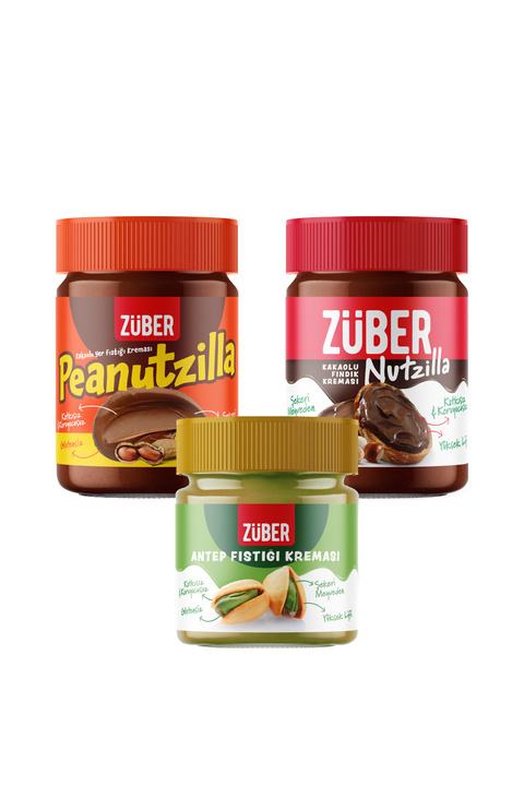 Züber Muhteşem 3’lü Deneme Paketi (Nutzilla x1, Peanutzilla x1, Antep Fıstığı Kreması x1)