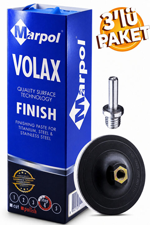 Badem10 Don Yağı Polisaj Parlatma Metal Mavi Cila 900 gr + Polisaj Keçesi 115 Mm + Matkap Aparatı M14
