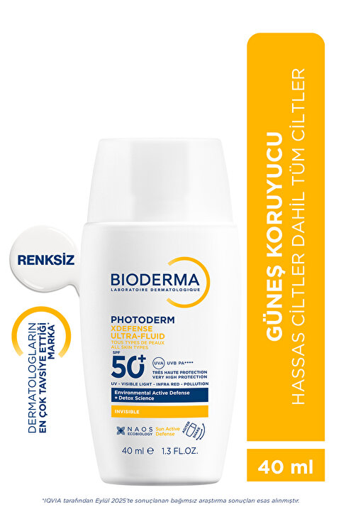 Bioderma Photoderm XDefense SPF50+ Hassas&Tüm Ciltler Yüksek Korumalı Akışkan Güneş Kremi Renksiz 40 ML