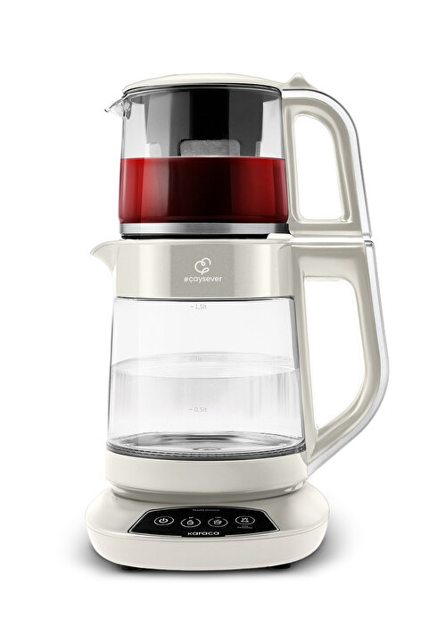 Karaca Çaysever 3 in 1 Konuşan Cam Çay Makinesi Su Isıtıcı ve Mama Suyu Hazırlama 1700W Starlight.