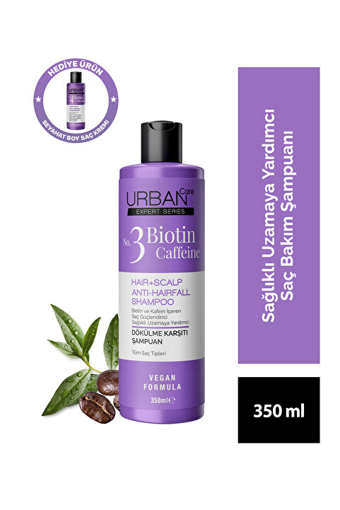 Urban Care Expert Biotin ve Caffein Dökülme Karşıtı Şampuan 350ml + Seyahat Boy 100ml Saç Kremi Hediyeli