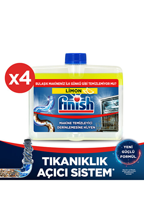 Finish Bulaşık Makinesi Temizleyici Sıvı Limon 250 ml x 4