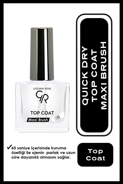 Golden Rose Quick Dry Top Coat - 60 Saniyede Hızlı Kurutucu ve Parlatıcı Oje Cilası