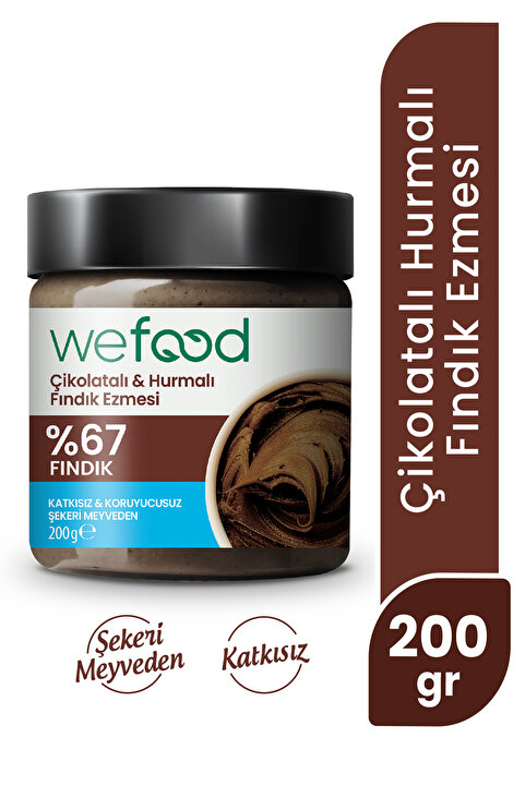 Wefood Çikolatalı Hurmalı Fındık Ezmesi (Katkısız) 200 gr