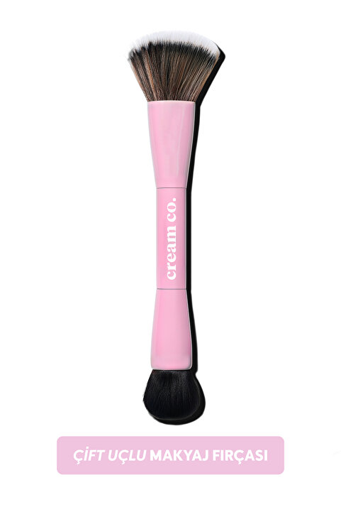 Cream Co. Çift Taraflı Makyaj Fırçası | Dual-Ended Allık Kontür Fondöten Kapatıcı | Çok Amaçlı Makeup Brush