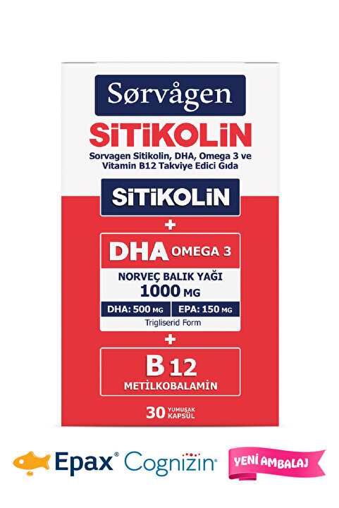 Sorvagen SİTİKOLİN, DHA OMEGA 3 VE B12 (30 KAPSÜL)