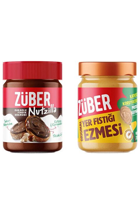 Züber Nutzilla Kakaolu Fındık Kreması 315g + Original Yer Fıstığı Ezmesi 315g